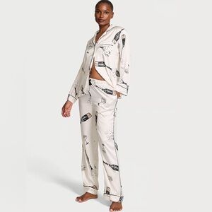 NWT VICTORIA'S SECRET Glazed Champagne Bottle Satin Long Pajama Set